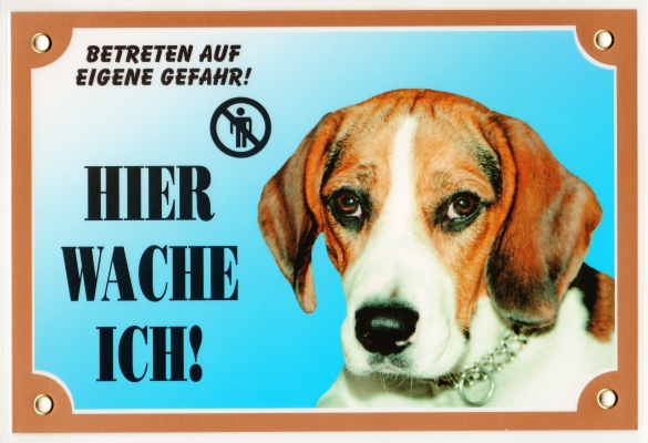 Kunststoff-Warnschild mit Beagle-Kopf