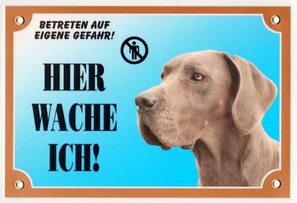 Kunststoff-Warnschild mit grauem Doggen-Kopf