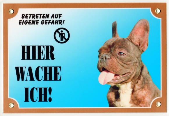 Kunststoff-Warnschild mit Franzsische Bulldogge-Kopf