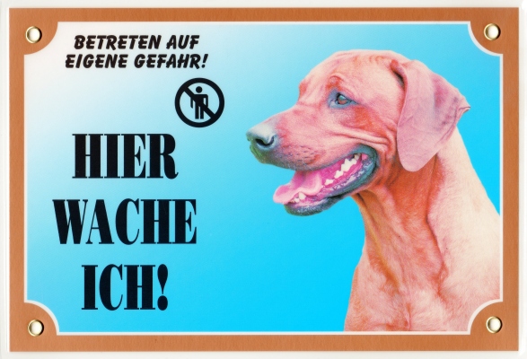 Kunststoff-Warnschild mit Rhodesian Ridgeback-Kopf