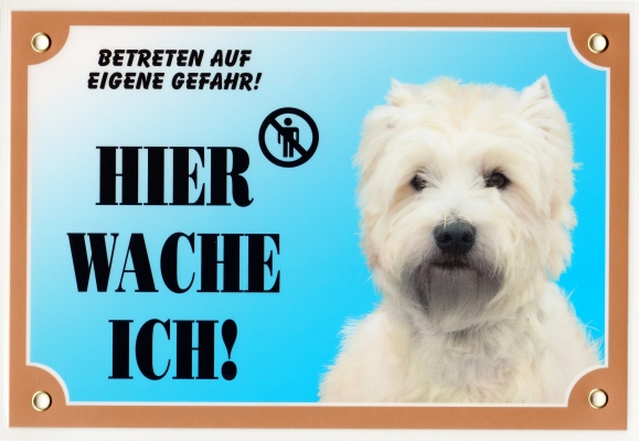 Kunststoff-Warnschild mit West Highland White Terrier-Kopf